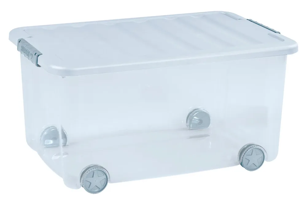Scotti Box 50L mit Rollen, transluzent/blau