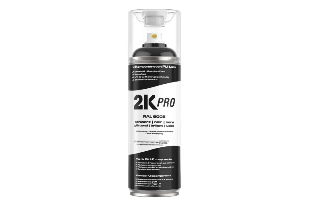 2K Pro Farbsprühdose 400ml Ral9005 Tiefschwarz