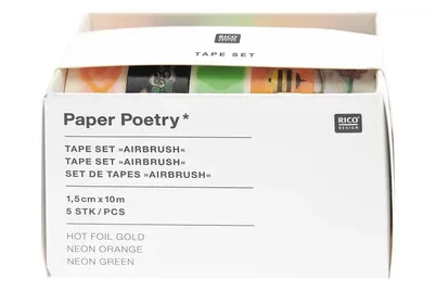 Rico Washi Tape Set Just Bees + Fruits + Flowers, Airbrush