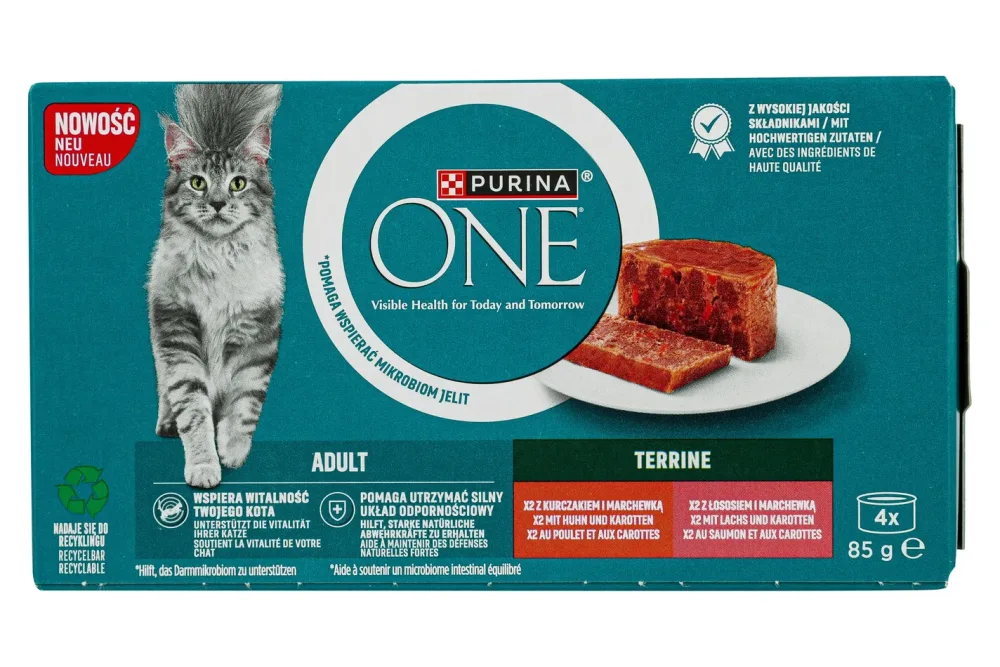 Purina ONE Katzen Terrine Adult Huhn & Lachs 4x85g