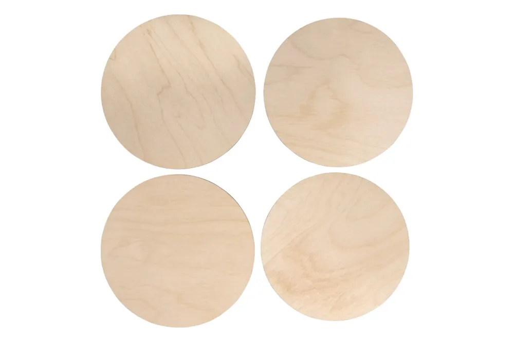 Holz Platten Set L, FSC Mix Credit, 15-15,5cm ø,Stärke 4mm, SB-Btl. 4Stück