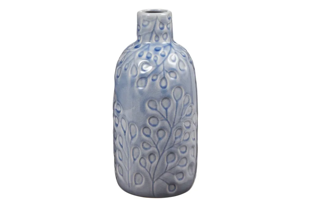 Keramikvase blau mit prägung