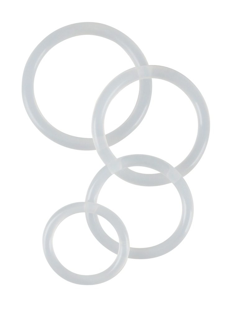 4-teiliges Penisringset ?Clear Cock Rings?, 3 - 5 cm Ø