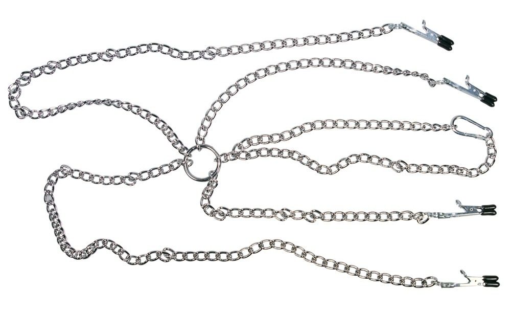 Nippelklammern ?Nipple & Clit Clamps? mit Halskette und Intimklammern