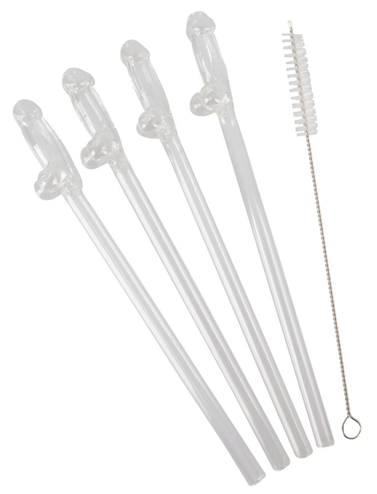 5-teilliges Strohhalm-Set ?Glass Drinking Straw Willy?, aus wiederverwendbarem Glas