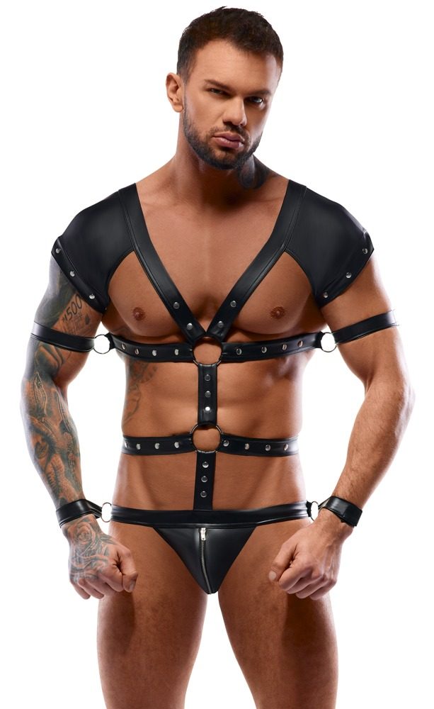 Body in Harness-Optik mit 4 abnehmbaren Fesseln