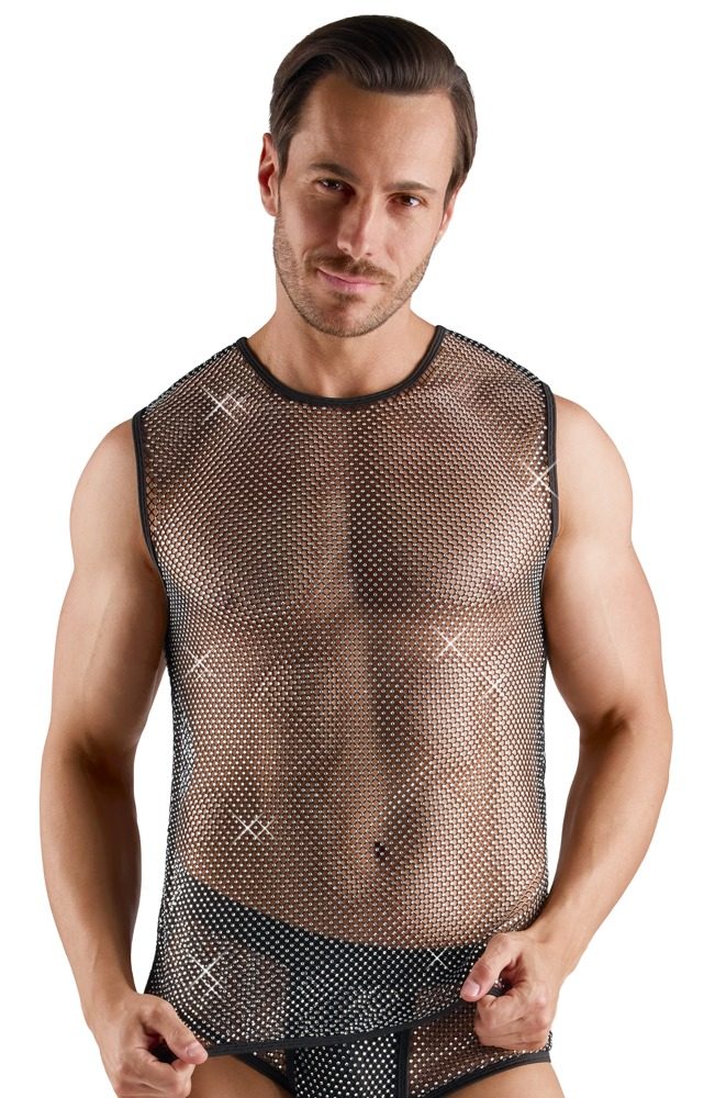 Netzshirt mit Glitzersteinen