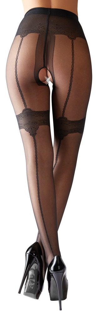 Strumpfhose ouvert mit Strumpfband und Ziernaht