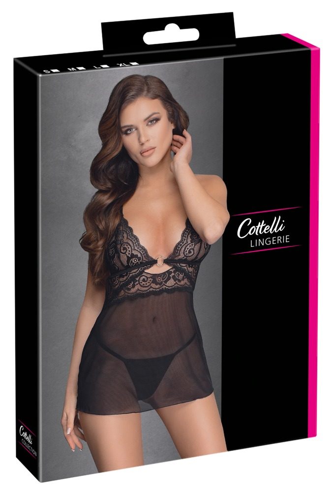 Babydoll plus String aus Powernet und Spitze