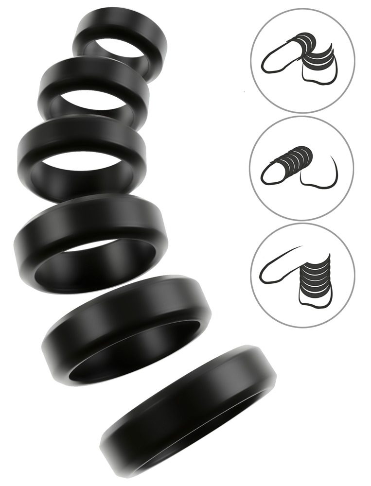 6-teiliges Penis-/Hodenring-Set