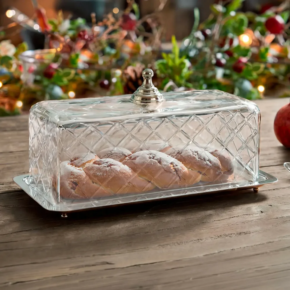 Glasglocke mit Platte Célarine