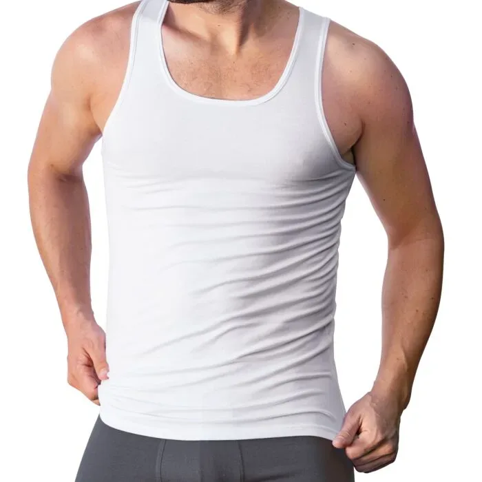 ISA bodywear - T-Shirt, Body Fit, ohne Arm, für Herren, Weiss, Größe M