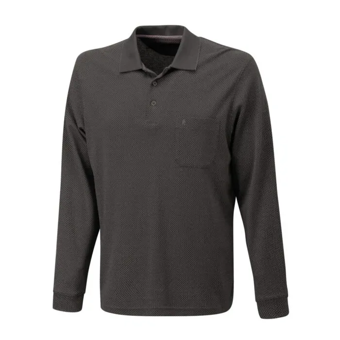 Ragman Herren Polo langarm Jacquard