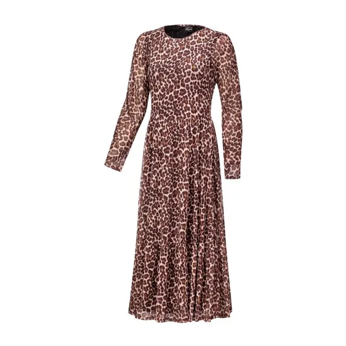 Midi Kleid langarm mit Animal Print