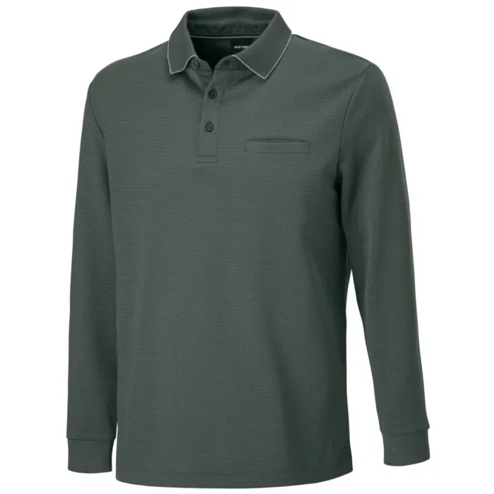 Herren Langarm-Poloshirt mit Brusttasche