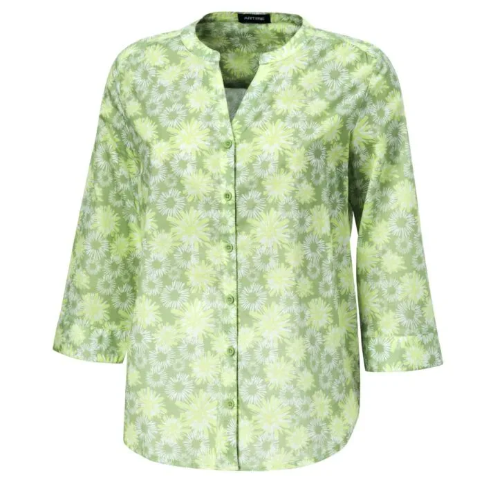Baumwollbluse mit 3/4 Ärmeln und Allover-Print
