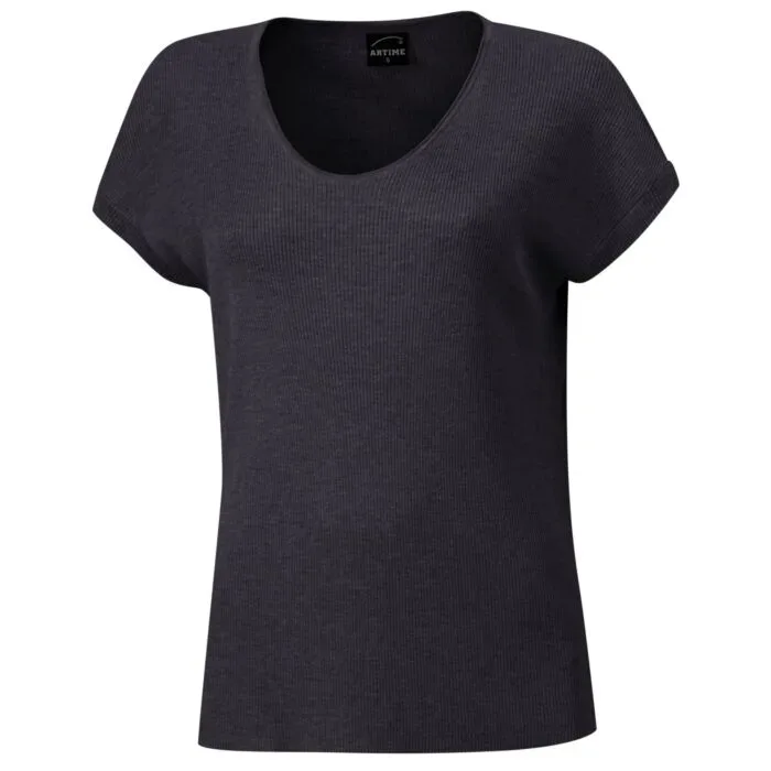 Damen Feinstrick T-Shirt mit Lurexgarn
