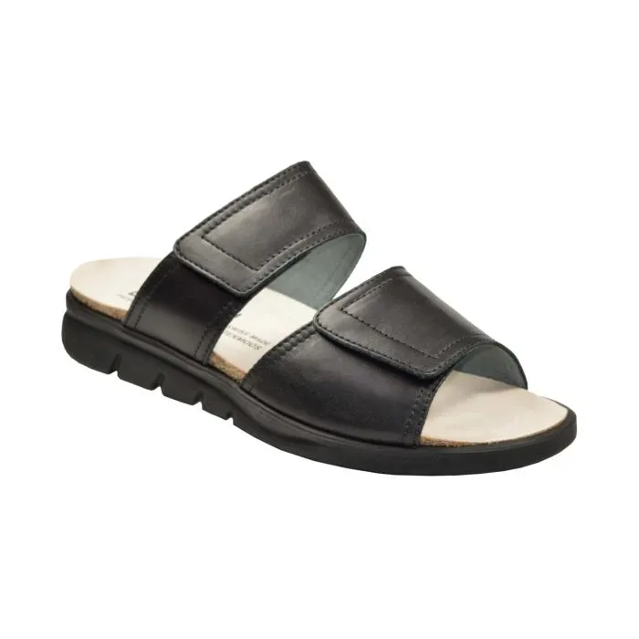 Lienhard Pantolette Nappaleder & Klettverschluss schwarz
