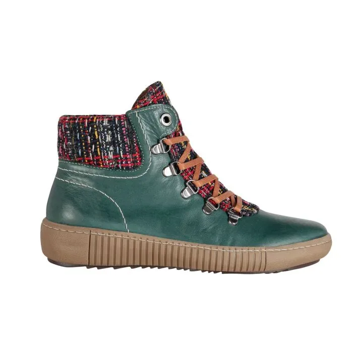 Gemini Schnürstiefelette aus weichem Anilinleder grün