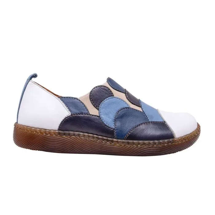 Gemini Schlupfschuh aus weichem Anilinleder weiss-blau