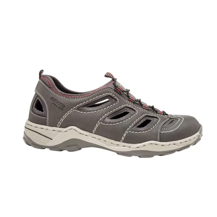 Rieker Slipper Trekking Schuh, Sandale, Sommerschuh mit praktischem Gummizug