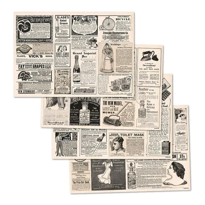 trendform - Papiertischset NEWSPAPER 4 Sujets à 12 Blatt, One Size, Beige
