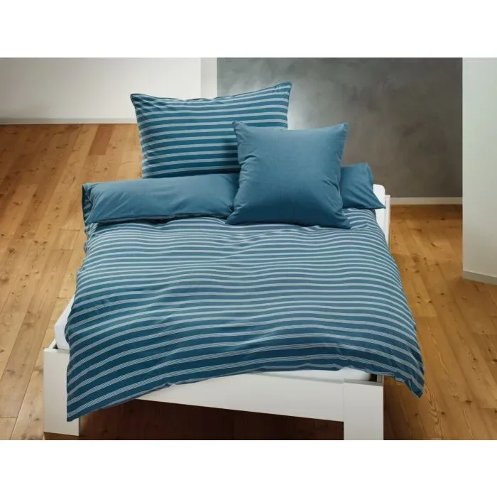 Living Home - Melange Jersey Double Face Duvetbezug, 160 x 210 cm, Petroleumblau
