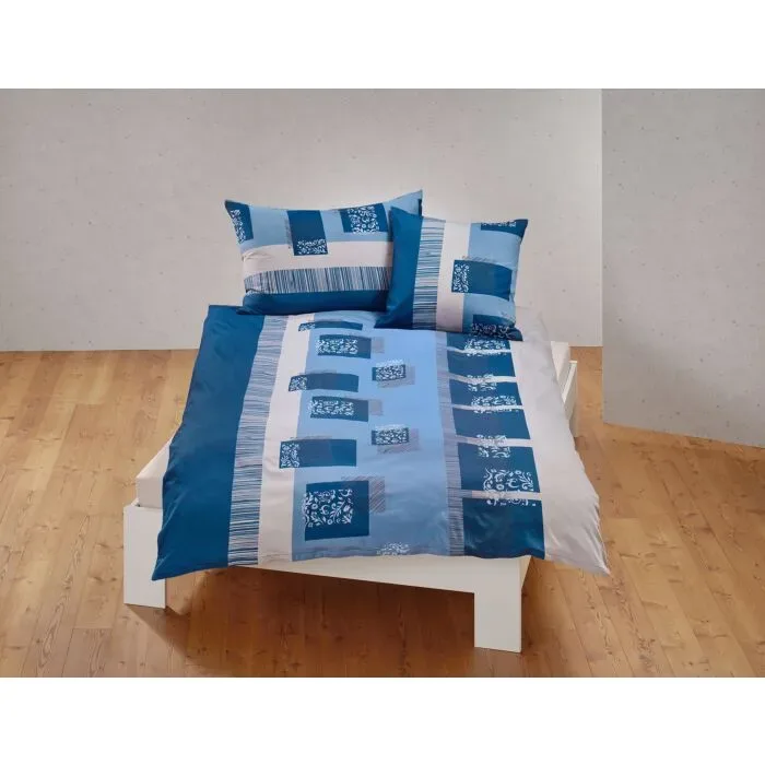 Bettwäsche mit Streifen und quadratischem Blütenmuster – Duvetbezug – 160x210 cm