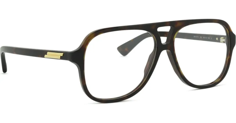 Kering Eyewear Spa Bottega Veneta BV1417O Unisex-Brille inkl. Gläser Vollrand Pilot Acetat-Gestell 56/13/145, Havanna