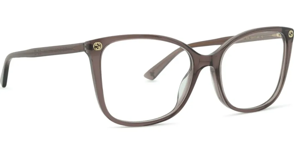 Kering Eyewear Spa Gucci GG0026O ULTRALIGHT Unisex-Brille inkl. Gläser Vollrand Cat Eye Acetat-Gestell 53/17/140, Braun