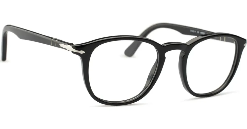 Luxottica Fashion Brillen Vertriebs GmbH Persol 0PO3143V Herren-Brille inkl. Gläser Vollrand Quadratisch Acetat-Gestell 49/21/145, Schwarz