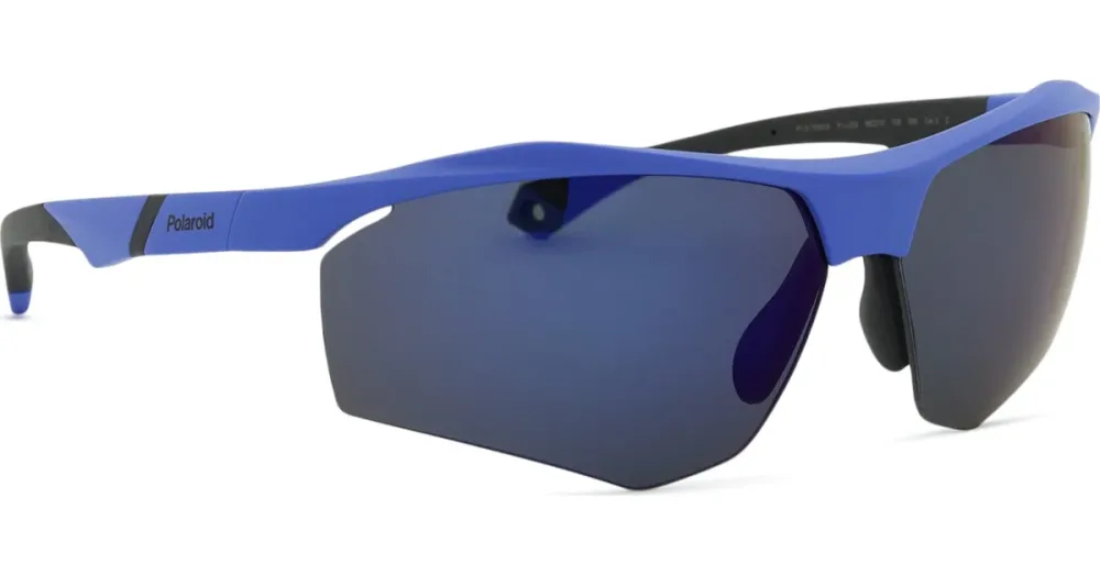 Safilo GmbH Polaroid 207374 Herren-Sonnenbrille Halbrand Eckig Kunststoff-Gestell, Blau