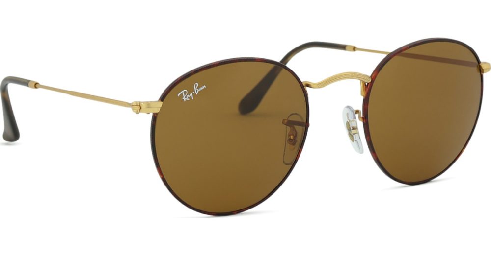 Ray-Ban Round Metal Rb3447 Havanna auf Gold / braun S | Sonnenbrillen