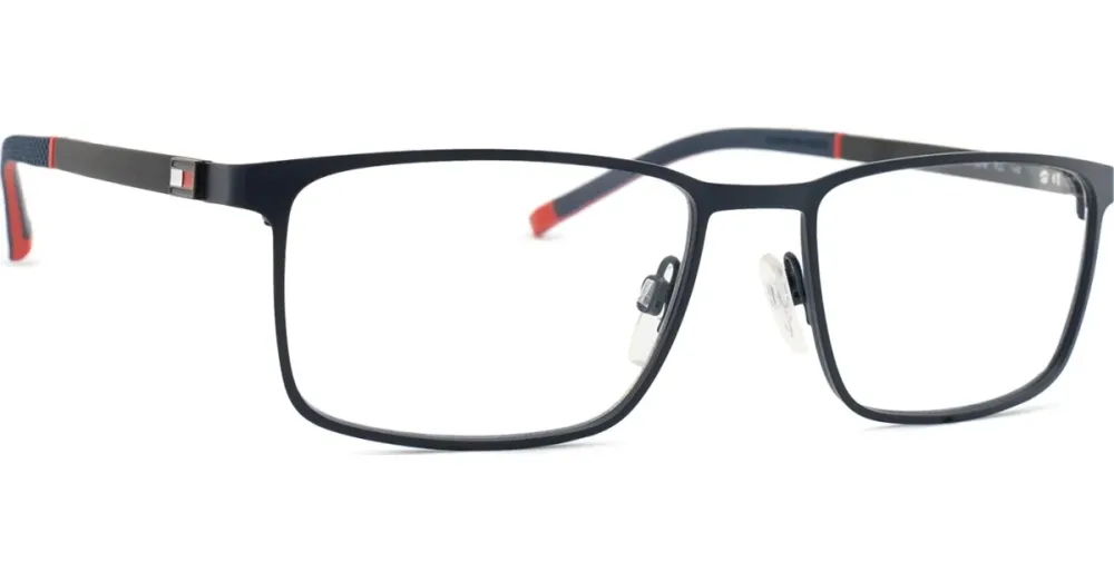 Safilo GmbH Tommy Hilfiger TH1918 Herren-Brille inkl. Gläser Vollrand Quadratisch Metall-Gestell 56/18/145, Blau