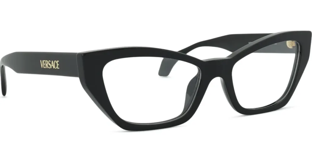 Luxottica Fashion Brillen Vertriebs GmbH Versace VE3373U Damen-Brille inkl. Gläser Vollrand Cat Eye Acetat-Gestell 54/17/140, Schwarz