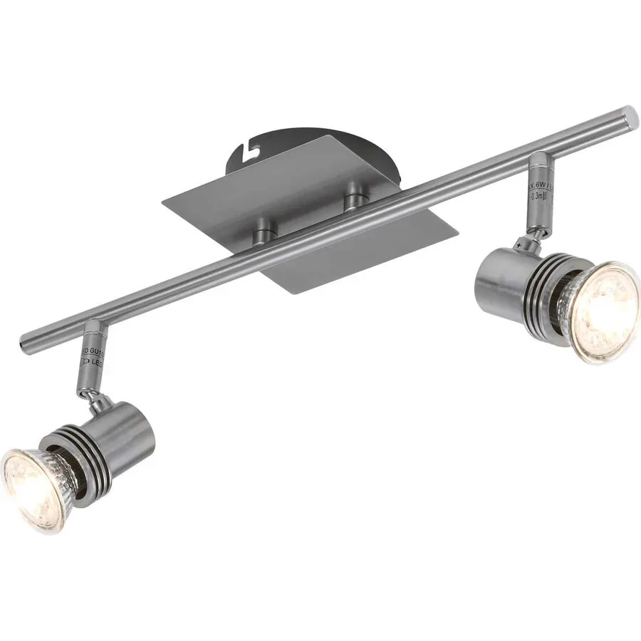 Spot Calisto Grau Metall 39.5 cm 14 cm - Farbe: Nickel - LED - Lichtfarbe: Warmweiss - Spot- LED Energiesparlampe