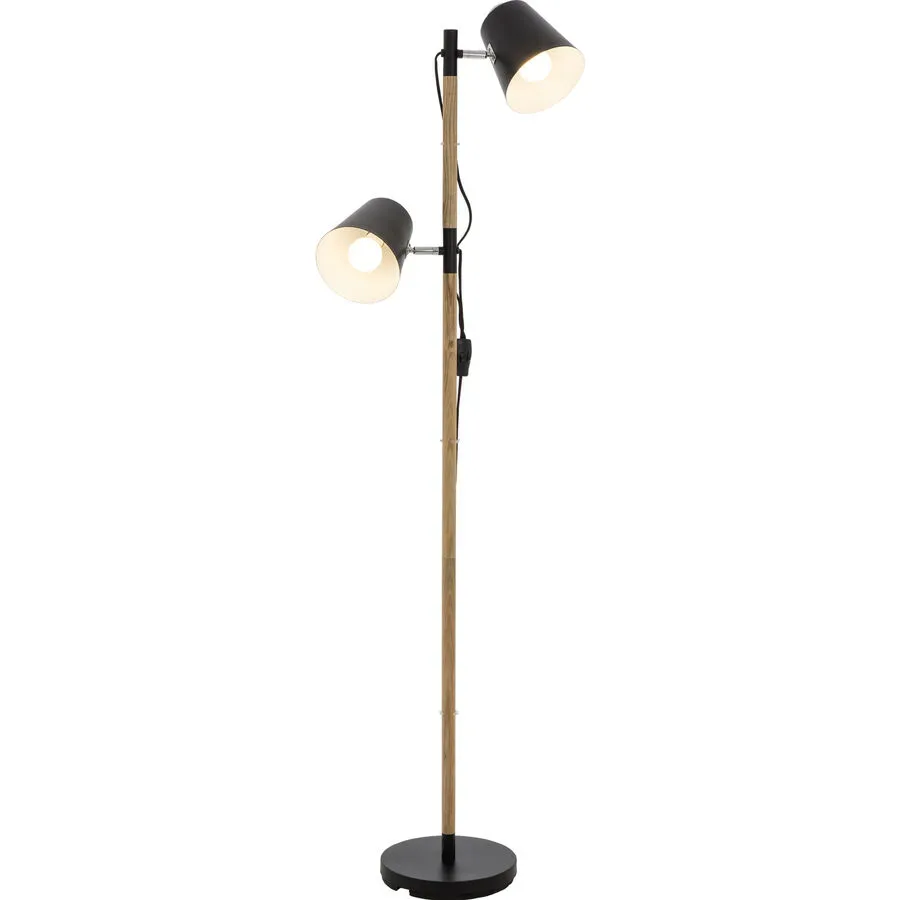 Stehlampe Kovlo Schwarz Holz/Metall 25 cm 160 cm - Stehlampe