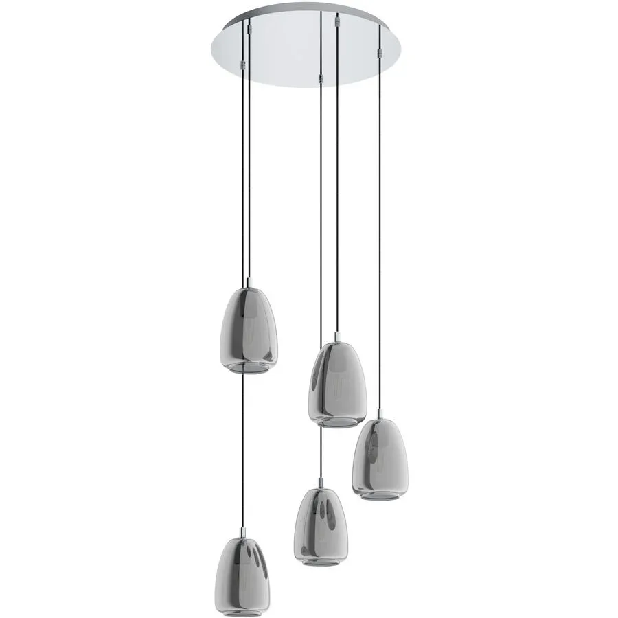 Eglo Pendellampe Alobrase Grau Stahl/Glas 150 cm - Farbe: chrom - Material: Stahl/ Glas - Pendellampe