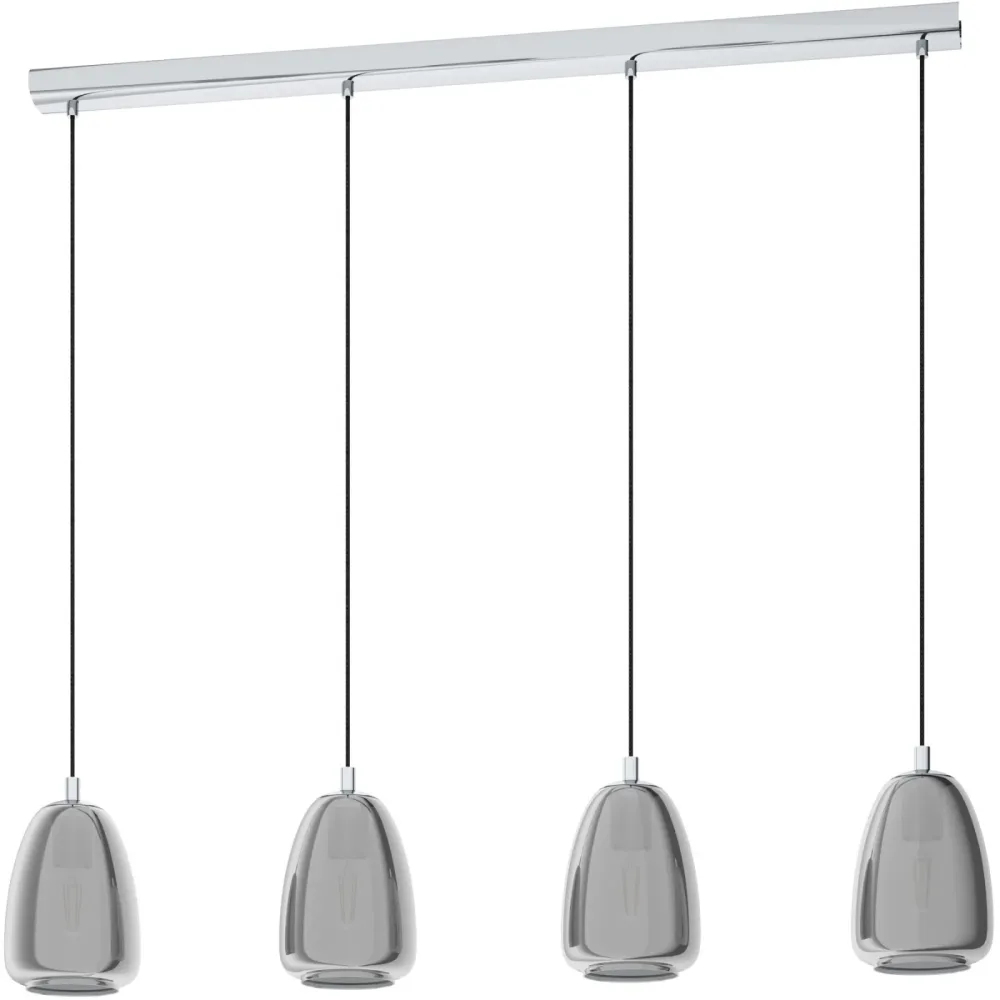 Eglo Pendellampe Alobrase Grau Stahl/Glas 15 cm 110 cm - Farbe: chrom - Material: Stahl/ Glas - Pendellampe