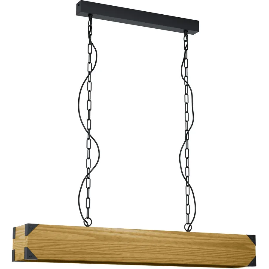 Eglo Pendellampe Harborough Schwarz Stahl/Holz 12.5 cm 110 cm - Material: Holz/Stahl - Pendellampe