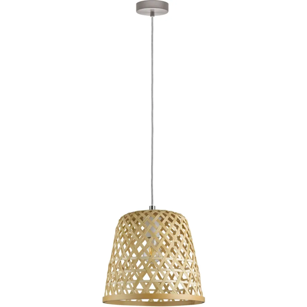 Eglo Pendellampe Kirkcolm Stahl/Holz 110 cm - Farbe: natur - Material: Holz/Stahl - Pendellampe