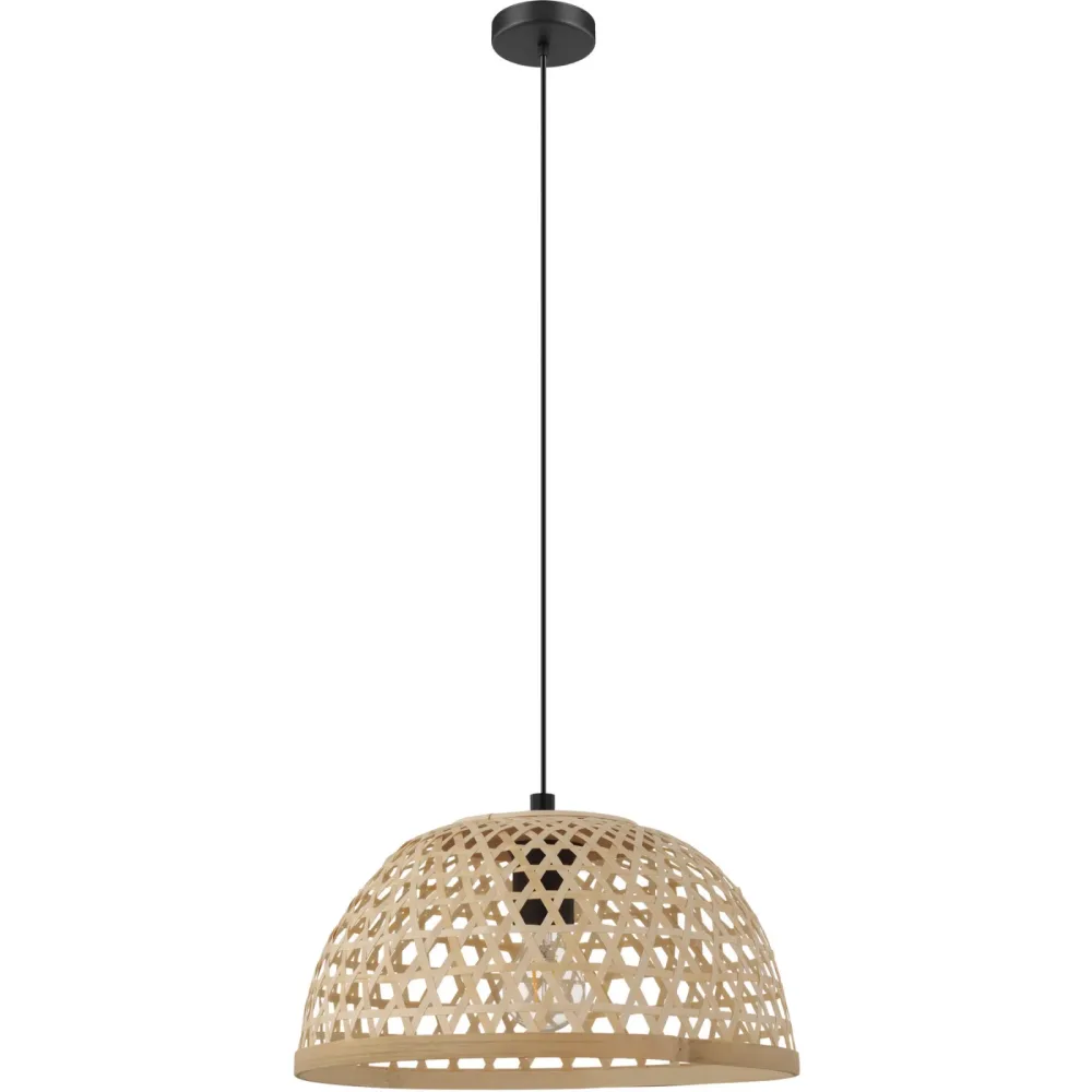 Eglo Pendellampe Claverdon Schwarz Stahl/Holz 110 cm - Farbe: natur/schwarz - Material: Holz/Stahl - Pendellampe
