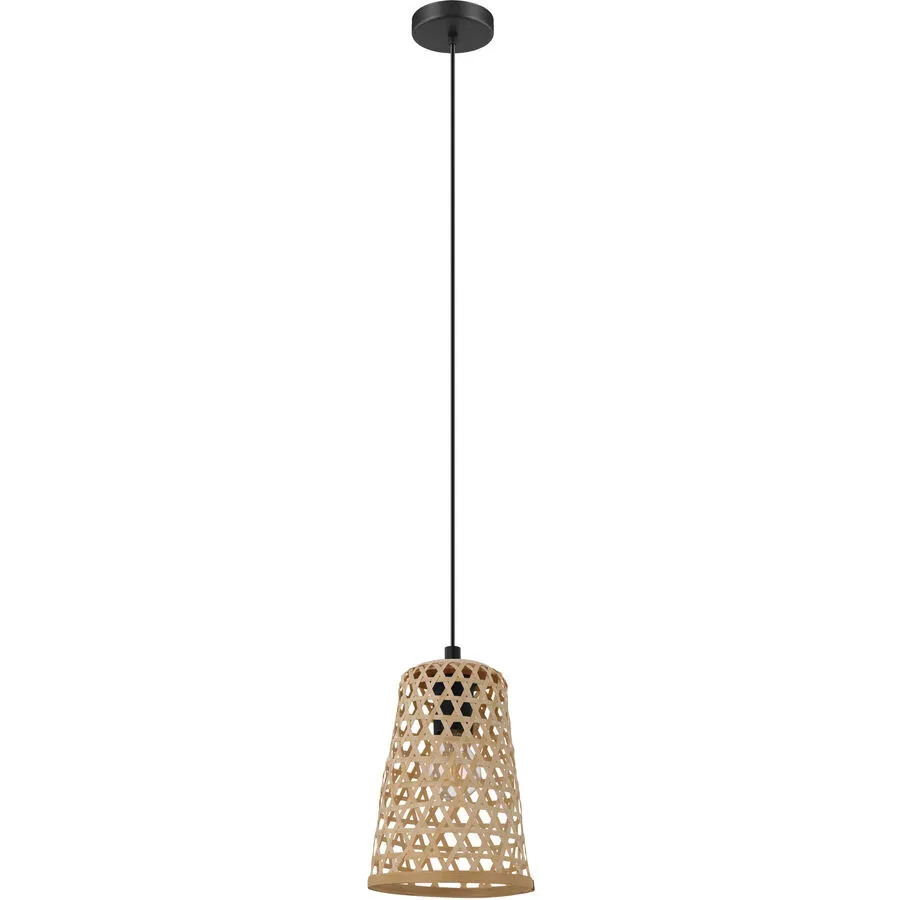 Eglo Pendellampe Claverdon Schwarz Stahl/Holz 110 cm - Farbe: natur/schwarz - Material: Holz/Stahl - Pendellampe