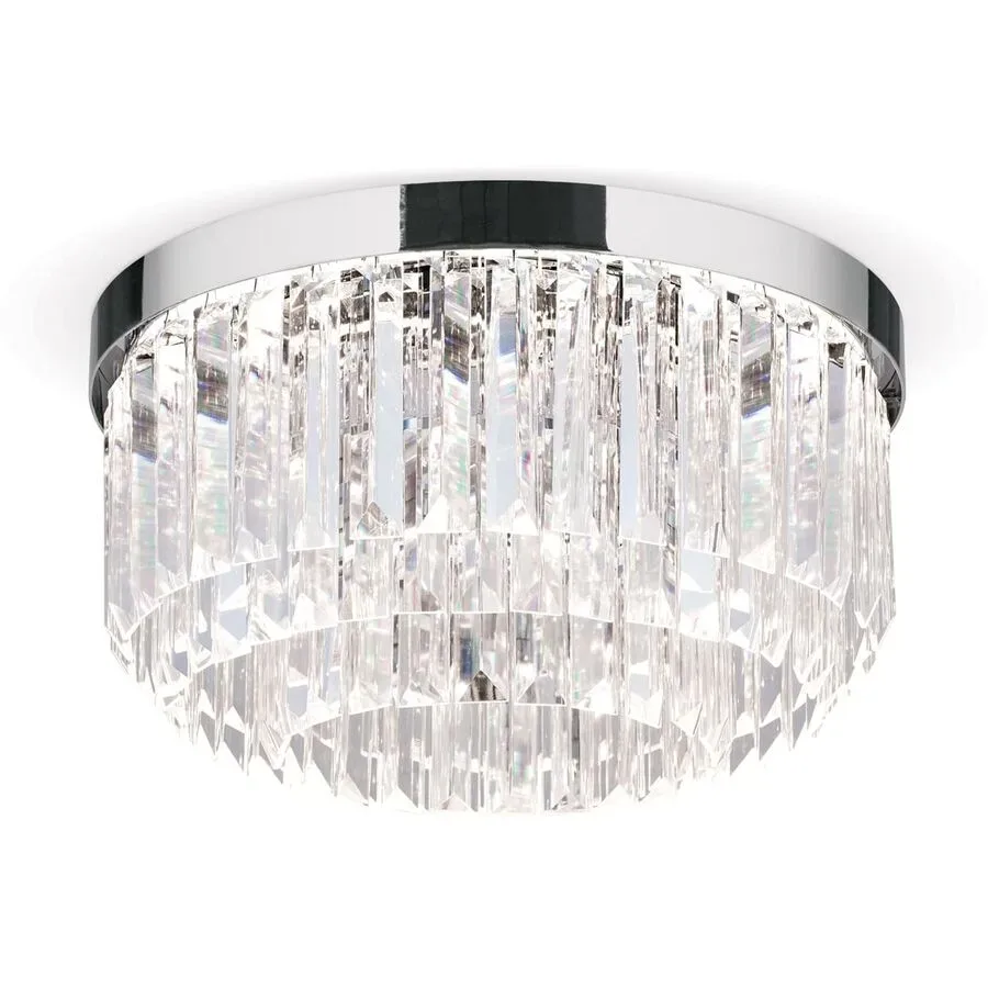 Briamond Deckenlampe Prism Grau Stahl/Kristall 35 cm 19 cm - Farbe: chrom - LED - Lichtfarbe: Warmweiss - Material: Stahl/Orion Kristall -