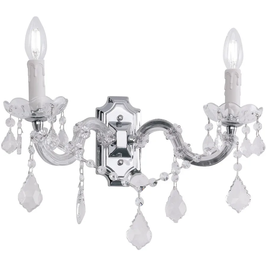 Briamond Wandlampe Theresa Silber/Weiss/Transparent Stahl/Kristall 41 cm 25 cm - Material: Stahl/ K9 Kristall - Wandlampe