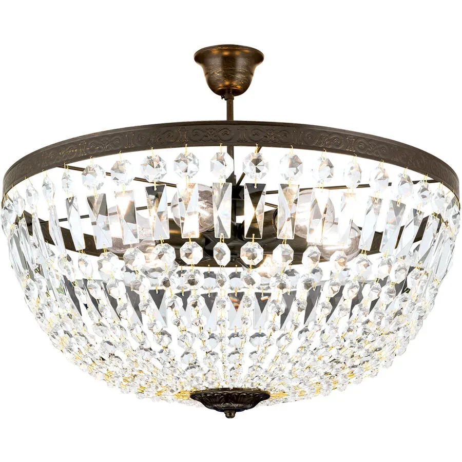 Briamond Deckenlampe Arila Braun Stahl/Kristall 60 cm 27 cm - Farbe: antikbraun - Deckenlampe