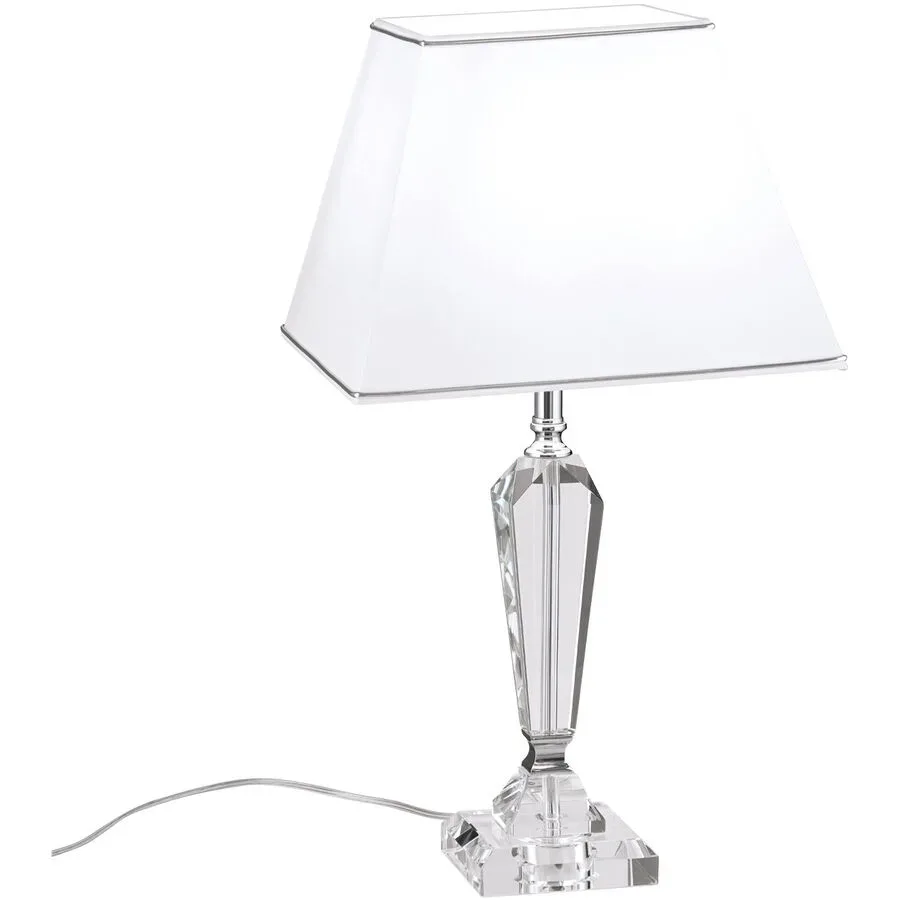 Briamond Tischlampe Veronique Weiss Kristall/Stoff/Metall 57 cm - Farbe: weiss, transparent - Material: K9 Kristall/Stoff/Metall - Tischlampe