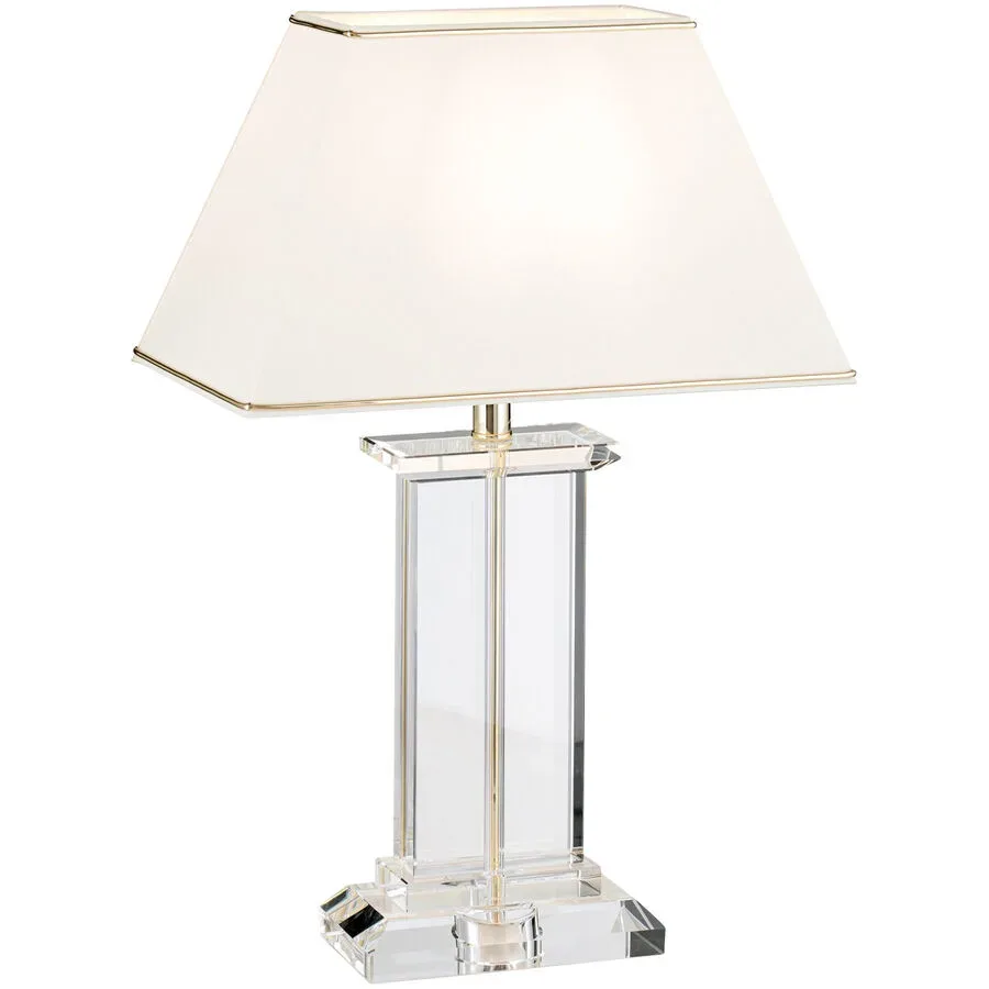 Briamond Tischlampe Veronique Weiss/Gold Kristall/Stoff 55 cm - Farbe: weiss, gold - Material: K9 Kristall/Stoff - Tischlampe