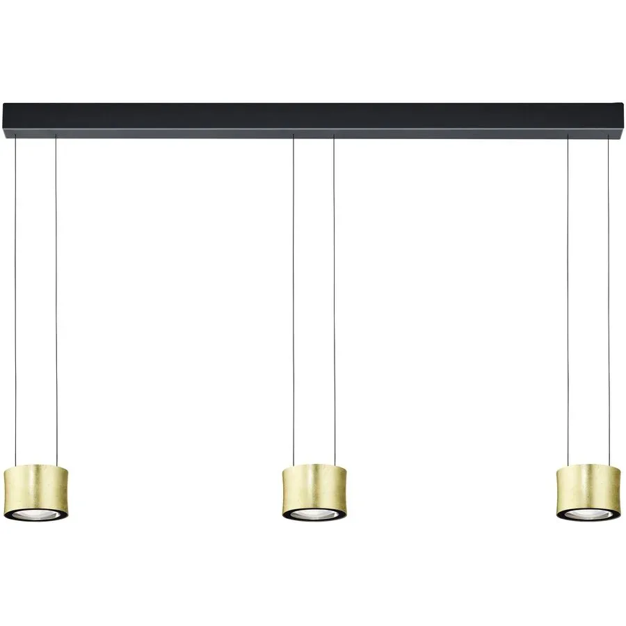 Luce Elevata Pendellampe Impulse Gold/Schwarz Metall 120 cm 175 cm - Farbe: Blattgoldoptik/schwarz - LED - Lichtfarbe: Extra warmweiss - Pendellampe-