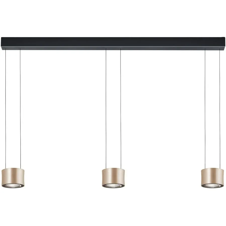 Designer-Pendellampe Bankamp Impulse Roségold 3-flammig vertical flex - Farbe: Rose/Gold eloxiert - LED - Lichtfarbe: Extra warmweiss - Material: